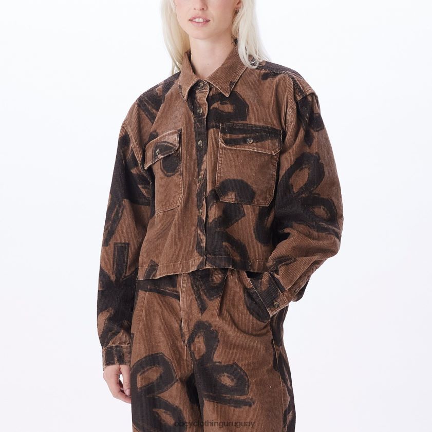 OBEY catechu madera multi mujer camisa de pana nabi 28XT8J660