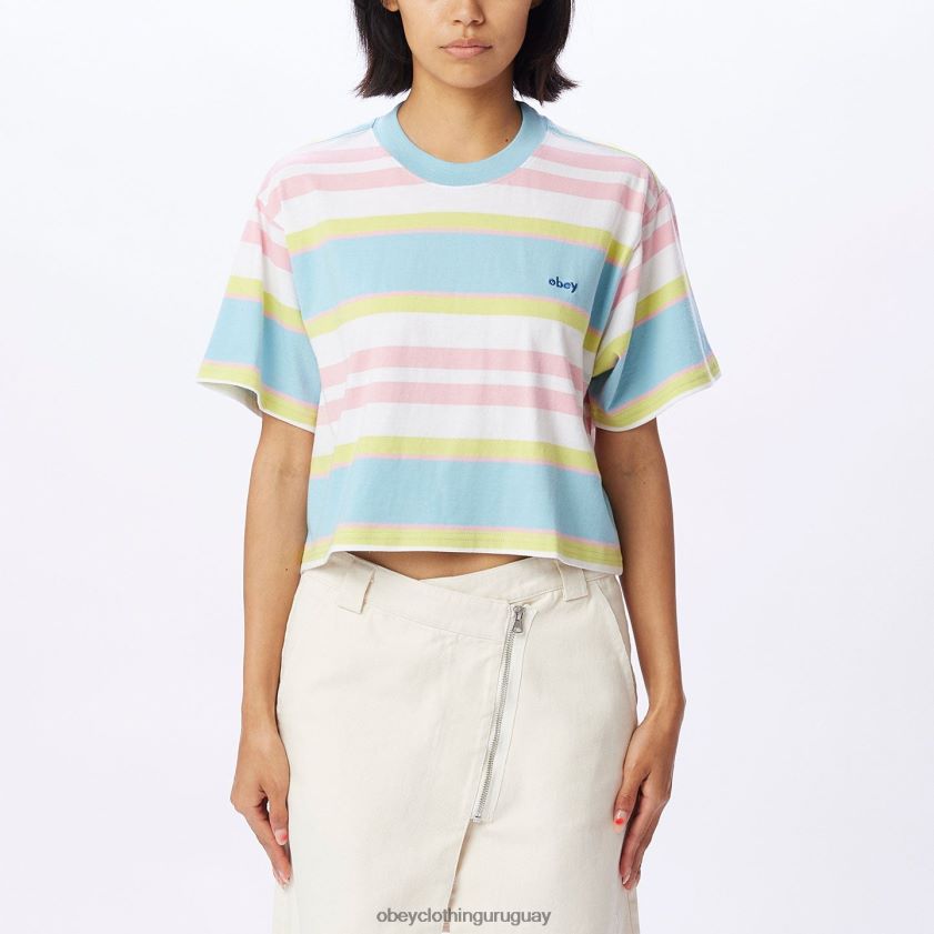 OBEY cielo azul multi mujer camiseta corta a rayas ariella 28XT8J728