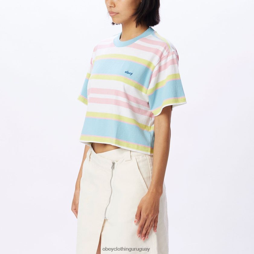 OBEY cielo azul multi mujer camiseta corta a rayas ariella 28XT8J728