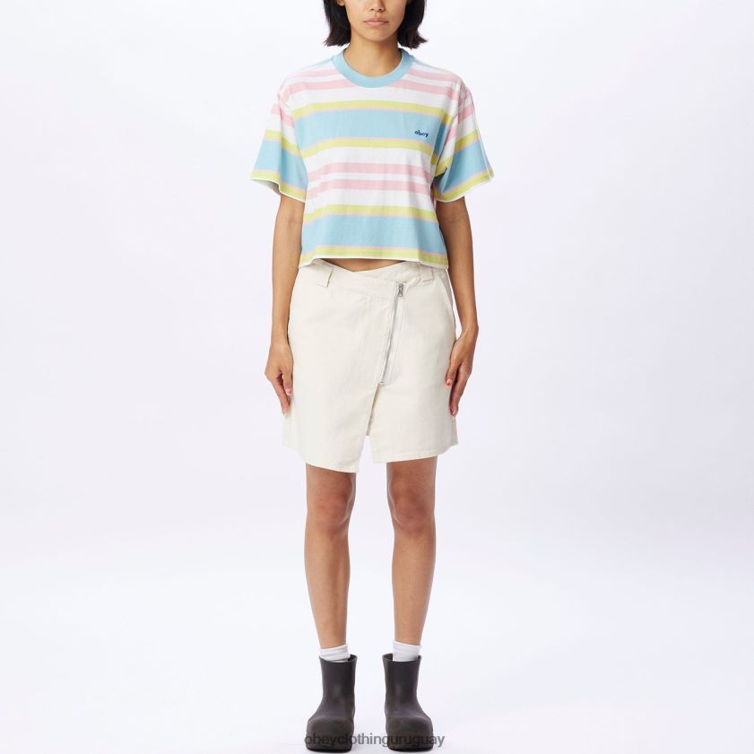 OBEY cielo azul multi mujer camiseta corta a rayas ariella 28XT8J728