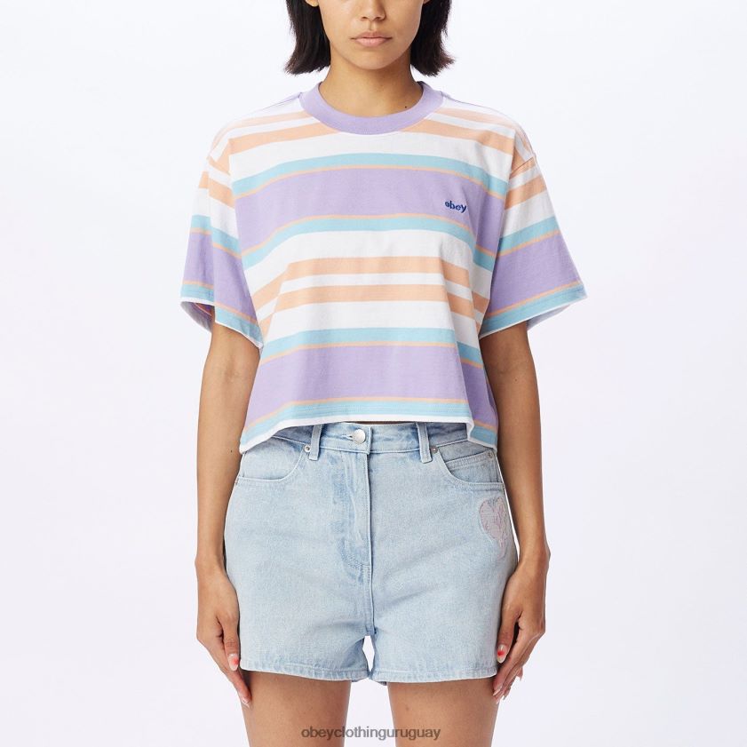 OBEY lavanda digital multi mujer camiseta corta a rayas ariella 28XT8J727