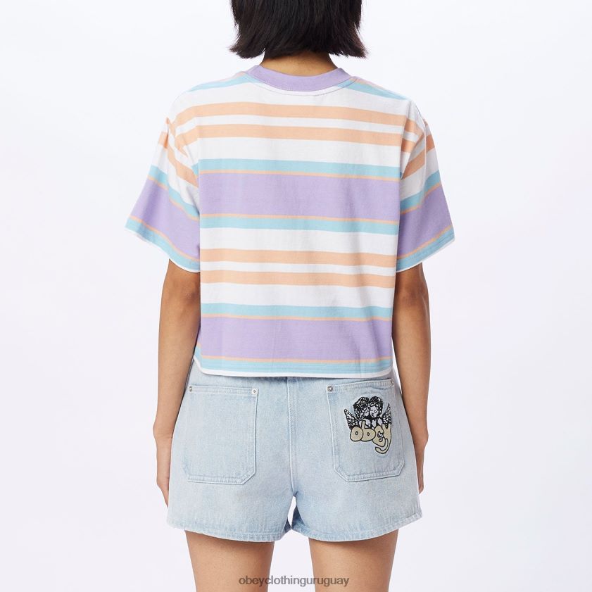 OBEY lavanda digital multi mujer camiseta corta a rayas ariella 28XT8J727