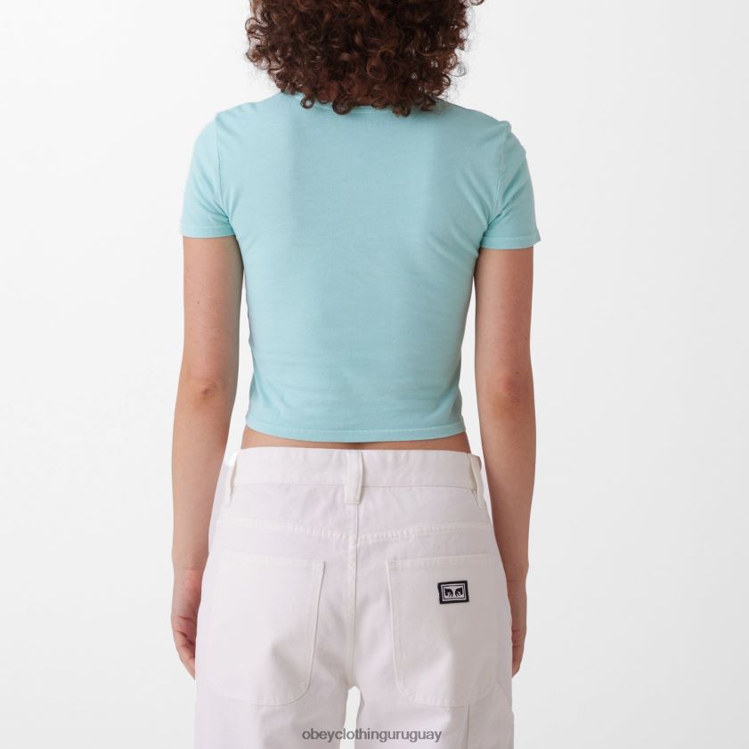 OBEY turquesa pastel mujer camiseta ajustada Chloe corta de House of Butterfly 28XT8J734