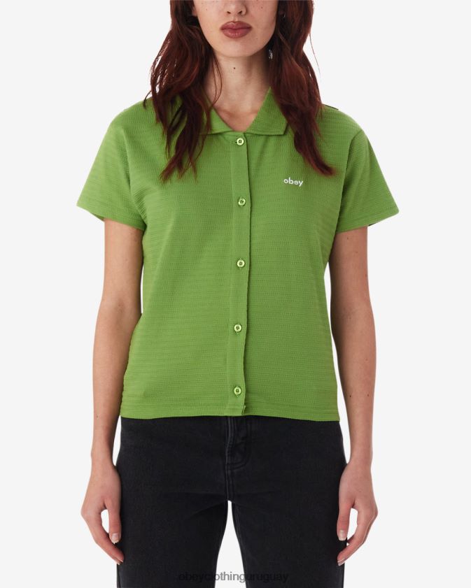 OBEY verde picante mujer botón abajo 28XT8J561