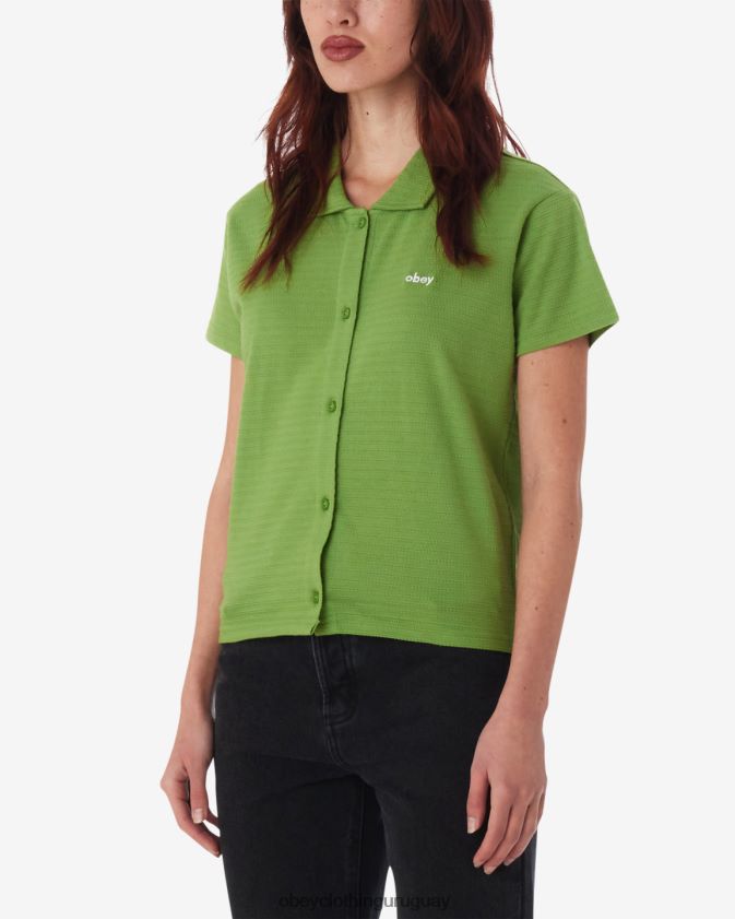 OBEY verde picante mujer botón abajo 28XT8J561