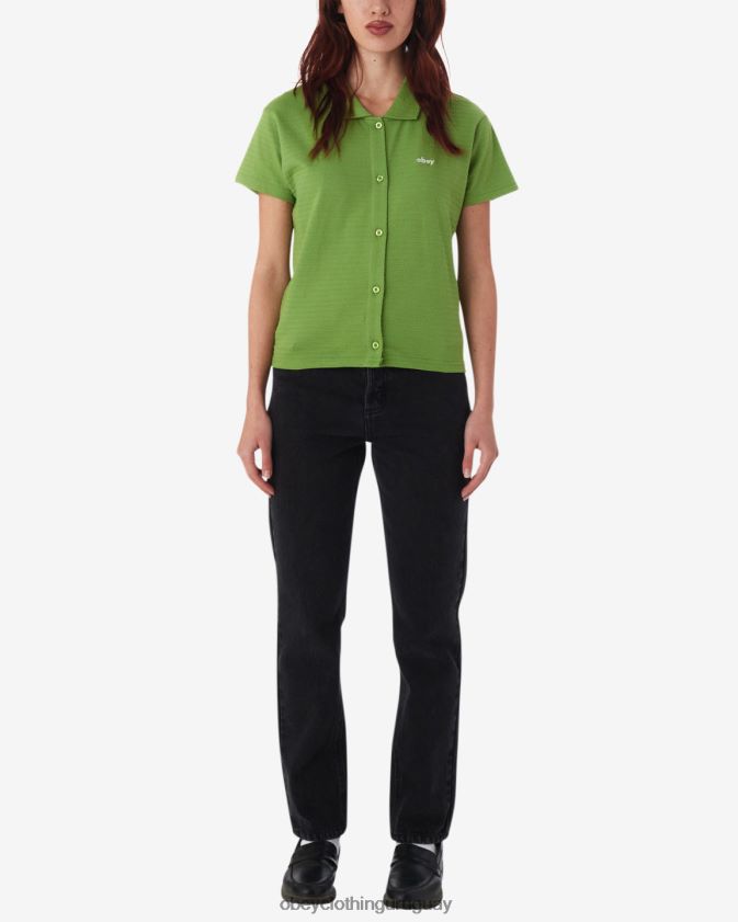 OBEY verde picante mujer botón abajo 28XT8J561