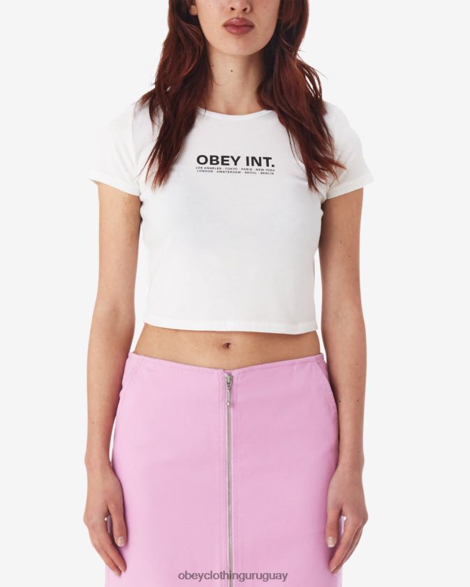 OBEY blanco mujer En t. camiseta corta ajustada 28XT8J600
