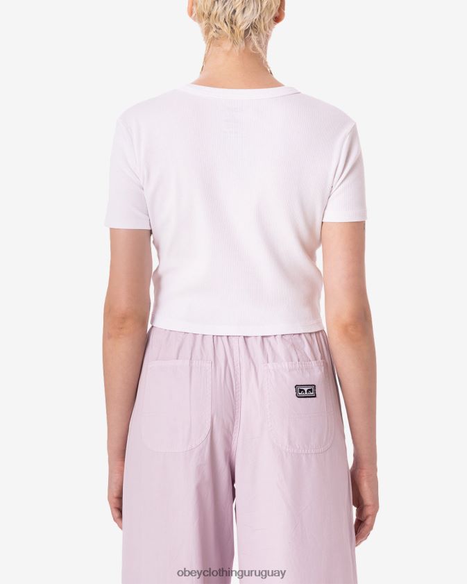 OBEY blanco mujer camiseta corta de canalé comprometida con la excelencia 28XT8J602