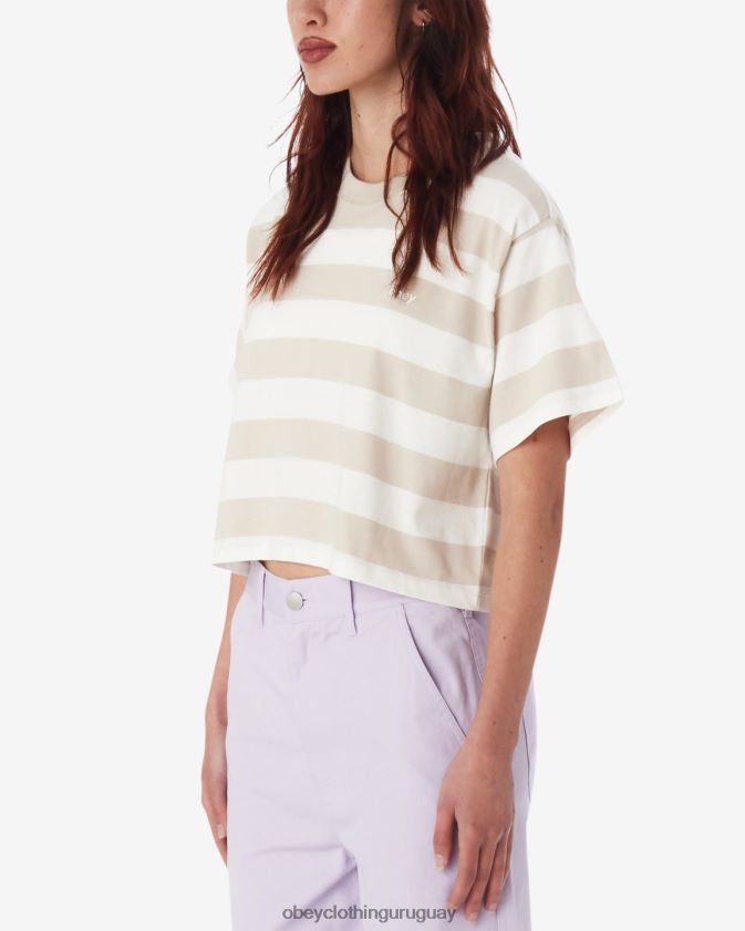 OBEY gris plata multicolor mujer camiseta corta con rayas Adams 28XT8J550