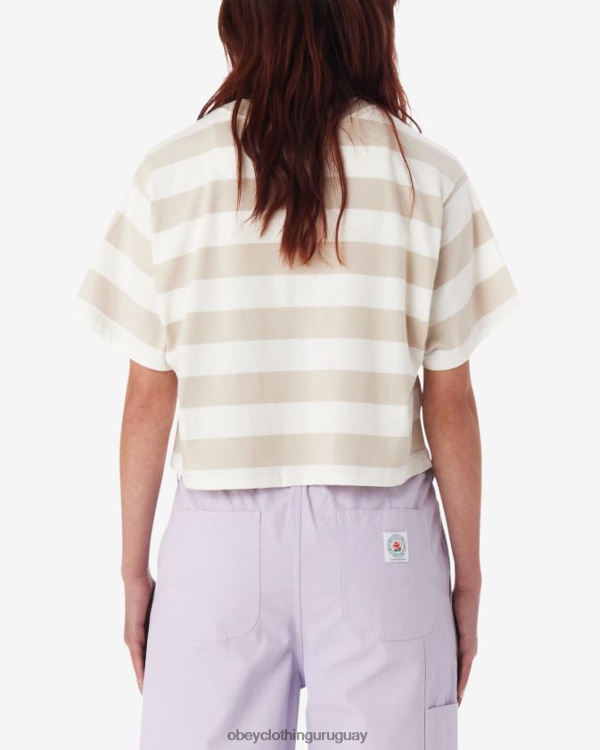 OBEY gris plata multicolor mujer camiseta corta con rayas Adams 28XT8J550
