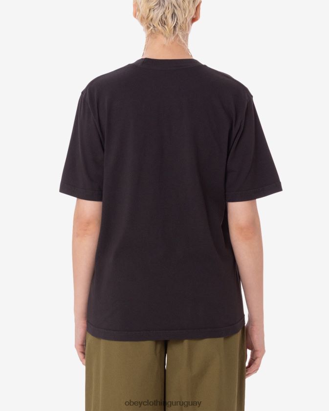 OBEY pigmento negro digital mujer camiseta con pigmento de cereza difusa 28XT8J612