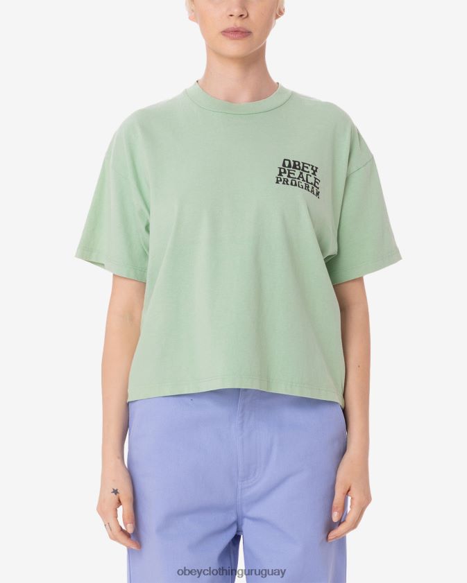 OBEY verde tranquilo mujer camiseta raegan del programa de paz 28XT8J616