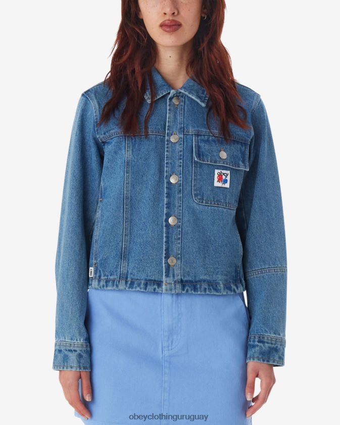 OBEY índigo claro mujer chaqueta camisera reconstruida 28XT8J548