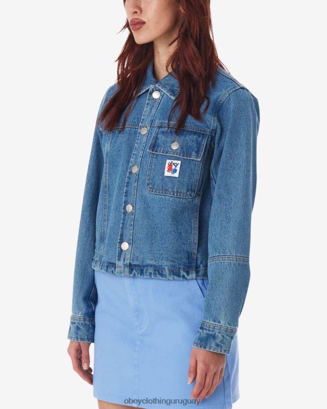OBEY índigo claro mujer chaqueta camisera reconstruida 28XT8J548
