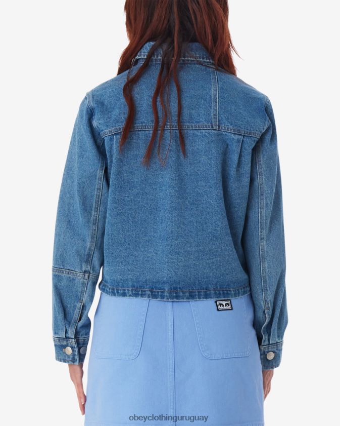 OBEY índigo claro mujer chaqueta camisera reconstruida 28XT8J548