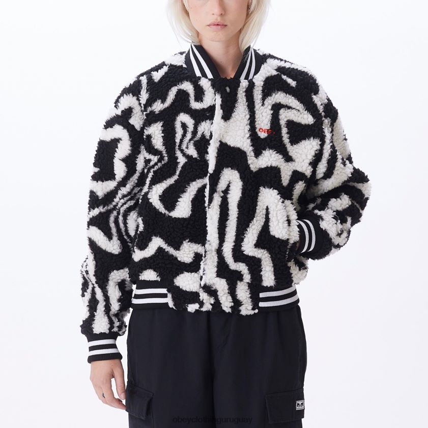 OBEY negro múltiple mujer chaqueta universitaria laberinto 28XT8J643