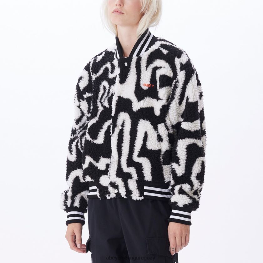 OBEY negro múltiple mujer chaqueta universitaria laberinto 28XT8J643