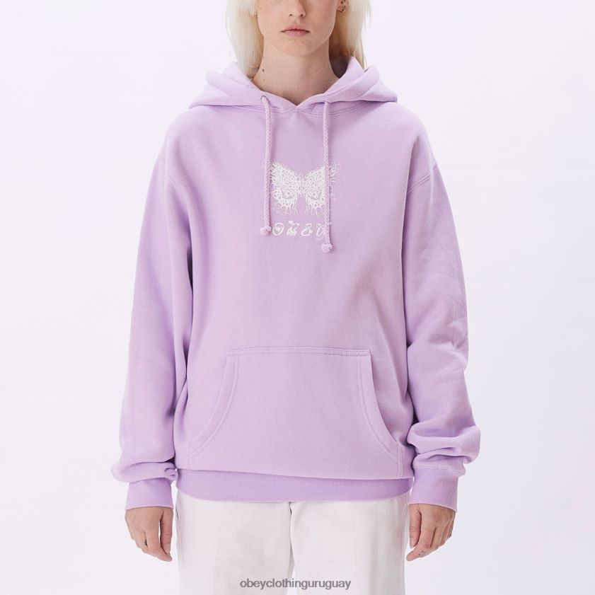 OBEY lavanda mujer Capucha básica con diseño de mariposa en llamas. 28XT8J718