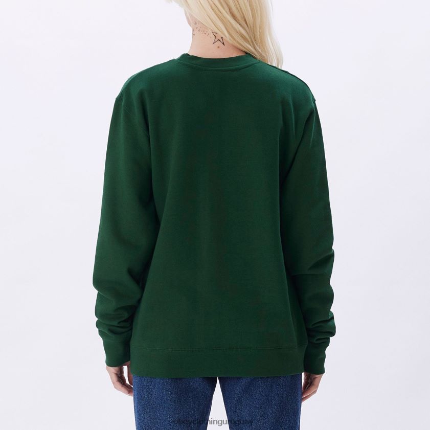 OBEY verde oscuro mujer etiqueta básica cuello redondo 28XT8J719