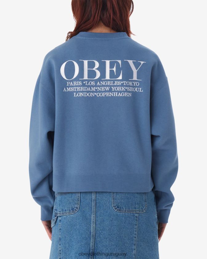 OBEY corona azul mujer ciudades cuello redondo 28XT8J589