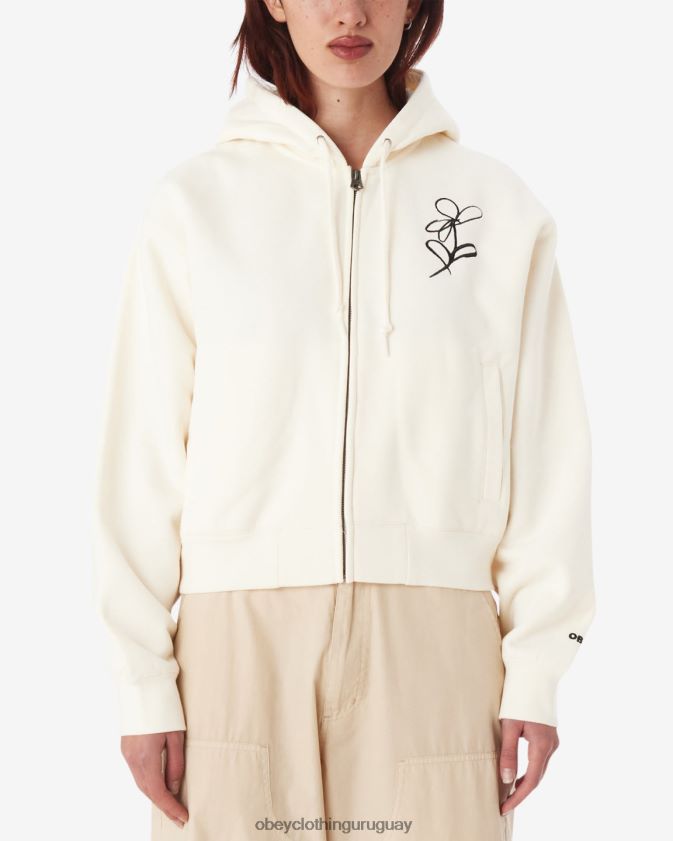 OBEY sin blanquear mujer capucha con cierre y cremallera con escritura de tiza 28XT8J588
