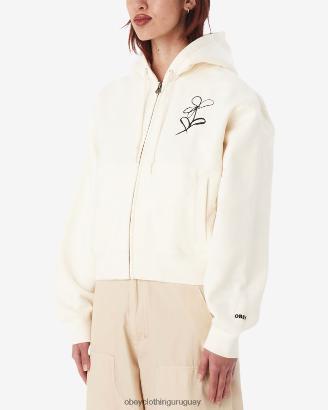 OBEY sin blanquear mujer capucha con cierre y cremallera con escritura de tiza 28XT8J588