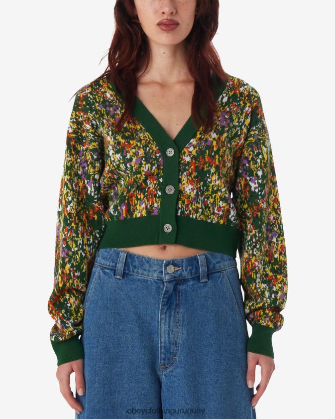 OBEY verde múltiple mujer cárdigan de jardín 28XT8J595