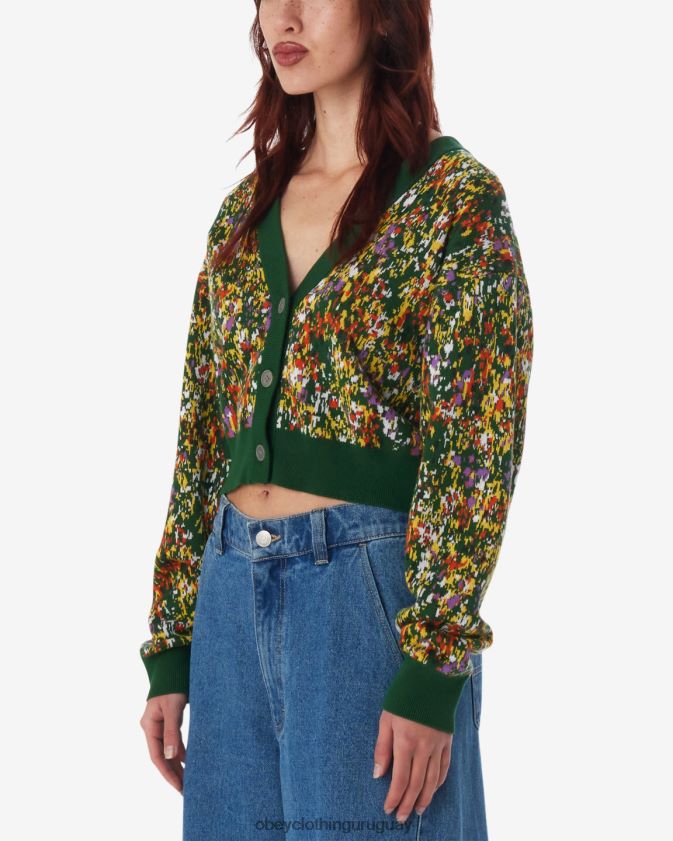 OBEY verde múltiple mujer cárdigan de jardín 28XT8J595