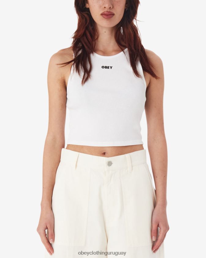 OBEY blanco mujer tanque de costilla negrita iii 28XT8J622