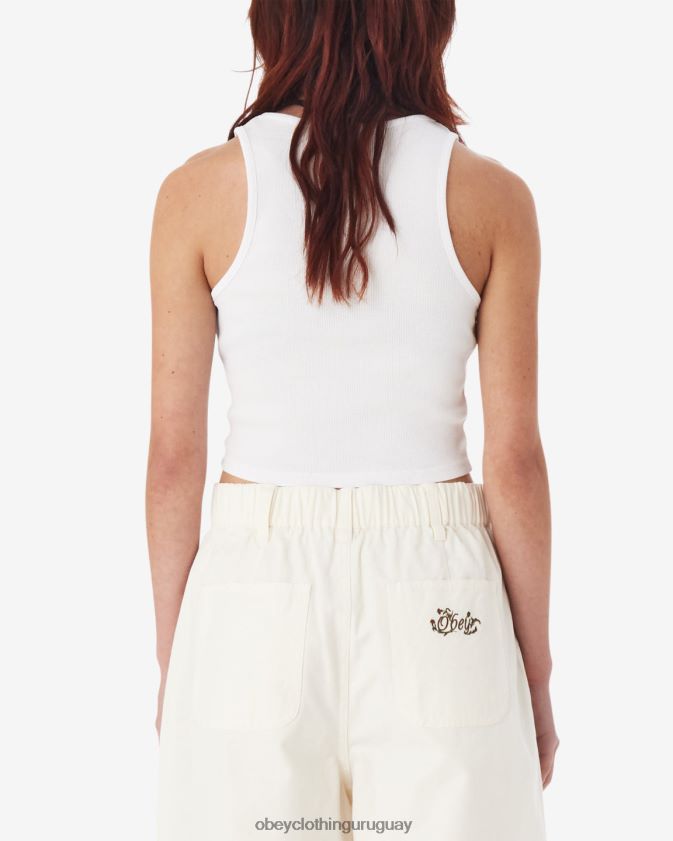 OBEY blanco mujer tanque de costilla negrita iii 28XT8J622