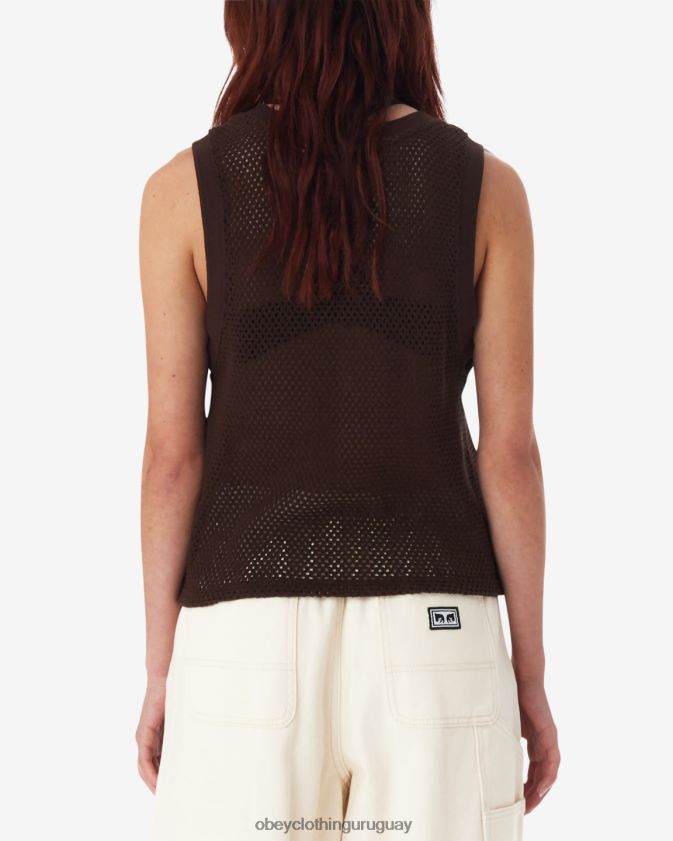 OBEY java marrón mujer tanque de malla hudson 28XT8J559