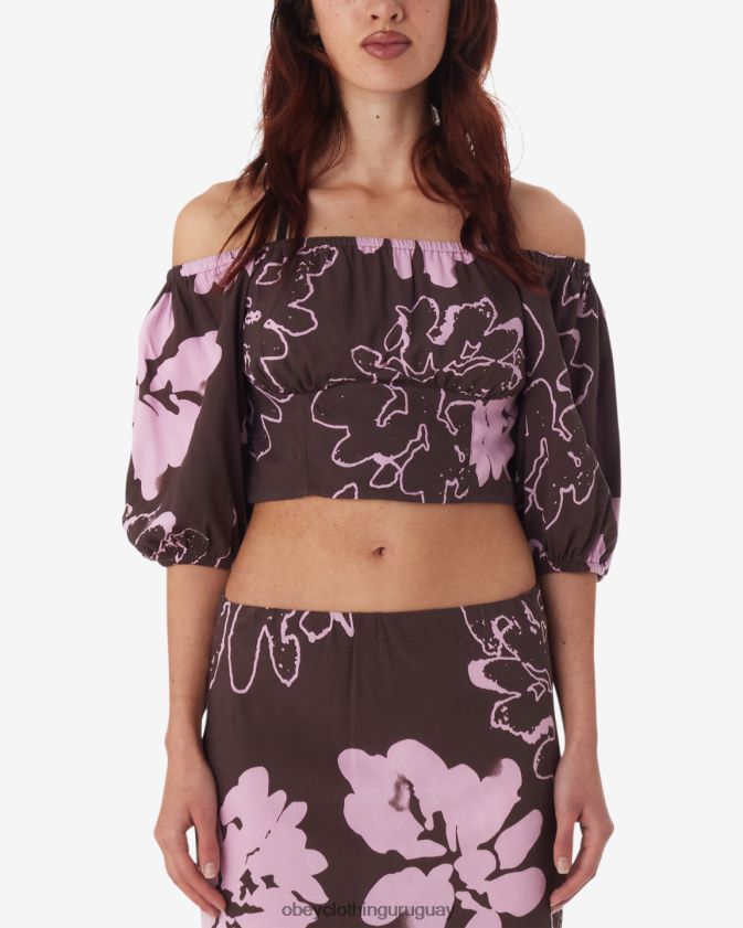 OBEY java marrón multi mujer top con hombros descubiertos de zinnia 28XT8J577