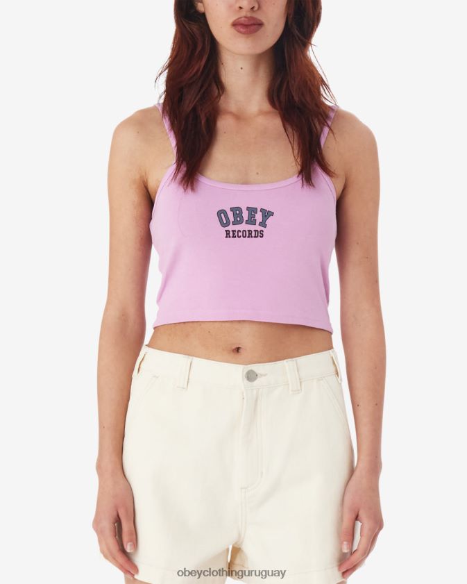 OBEY lavanda pastel mujer Camiseta sin mangas con tirantes finos de College Records 28XT8J630