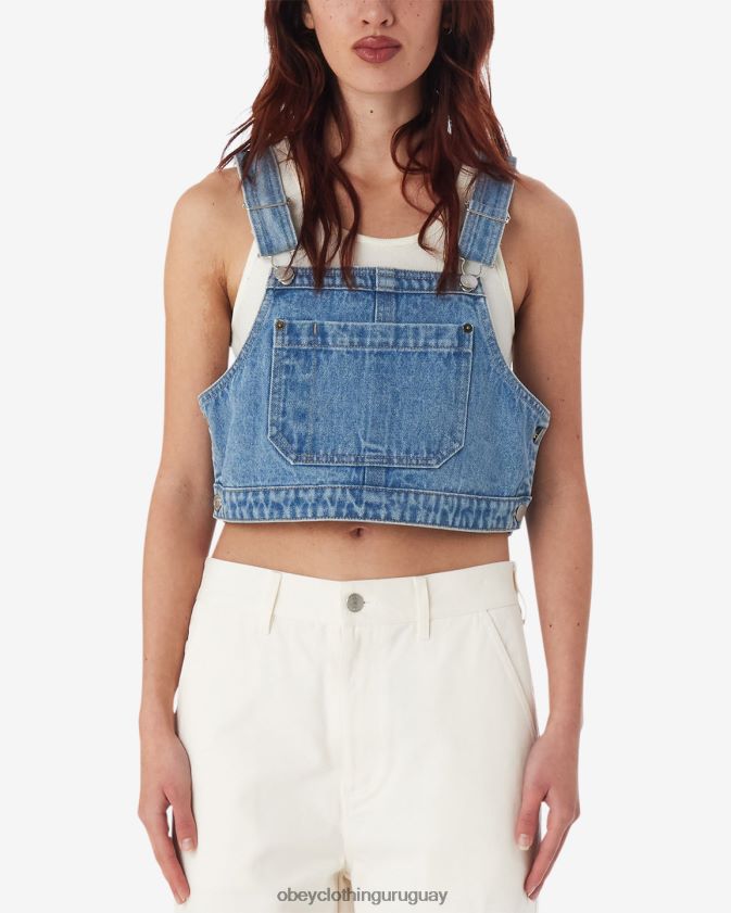 OBEY índigo claro mujer top corto de mezclilla 28XT8J555