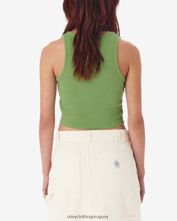 OBEY verde picante mujer tanque de costillas de corazón de querubín 28XT8J619